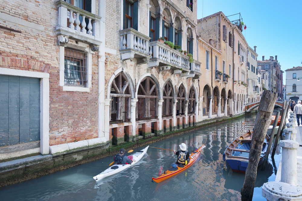 Kayaking In Canal In Venice,Italy