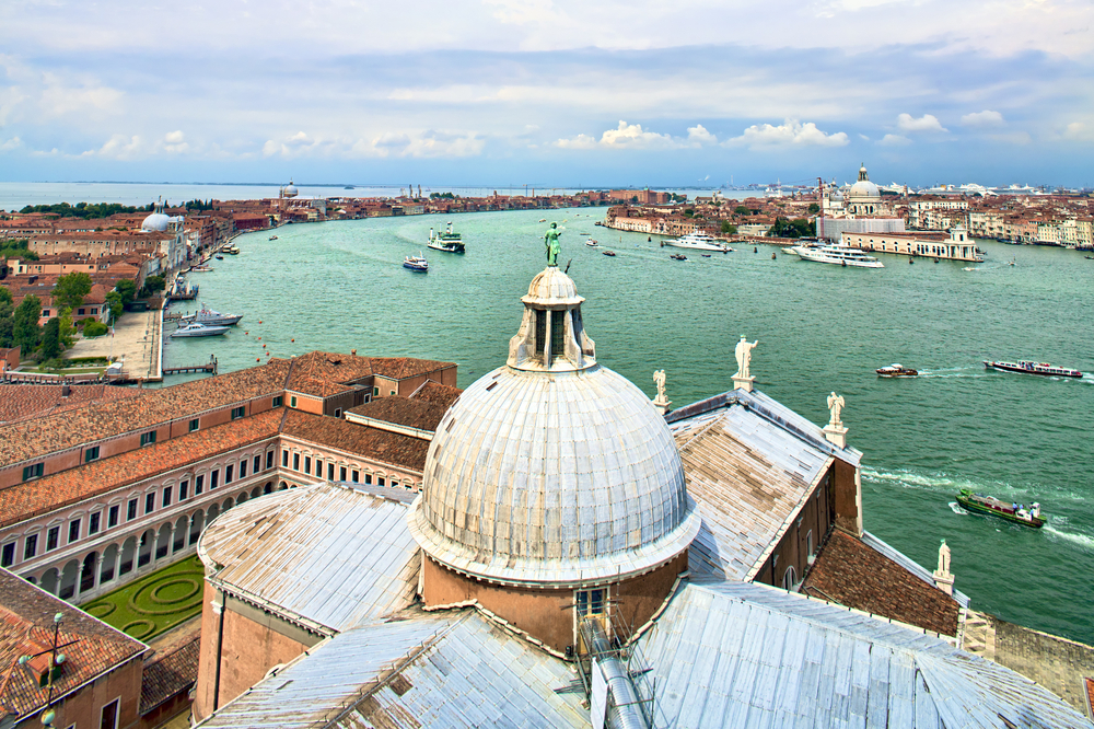 View on Grand Canal from San Giorgio Maggiore bell tower in Venice